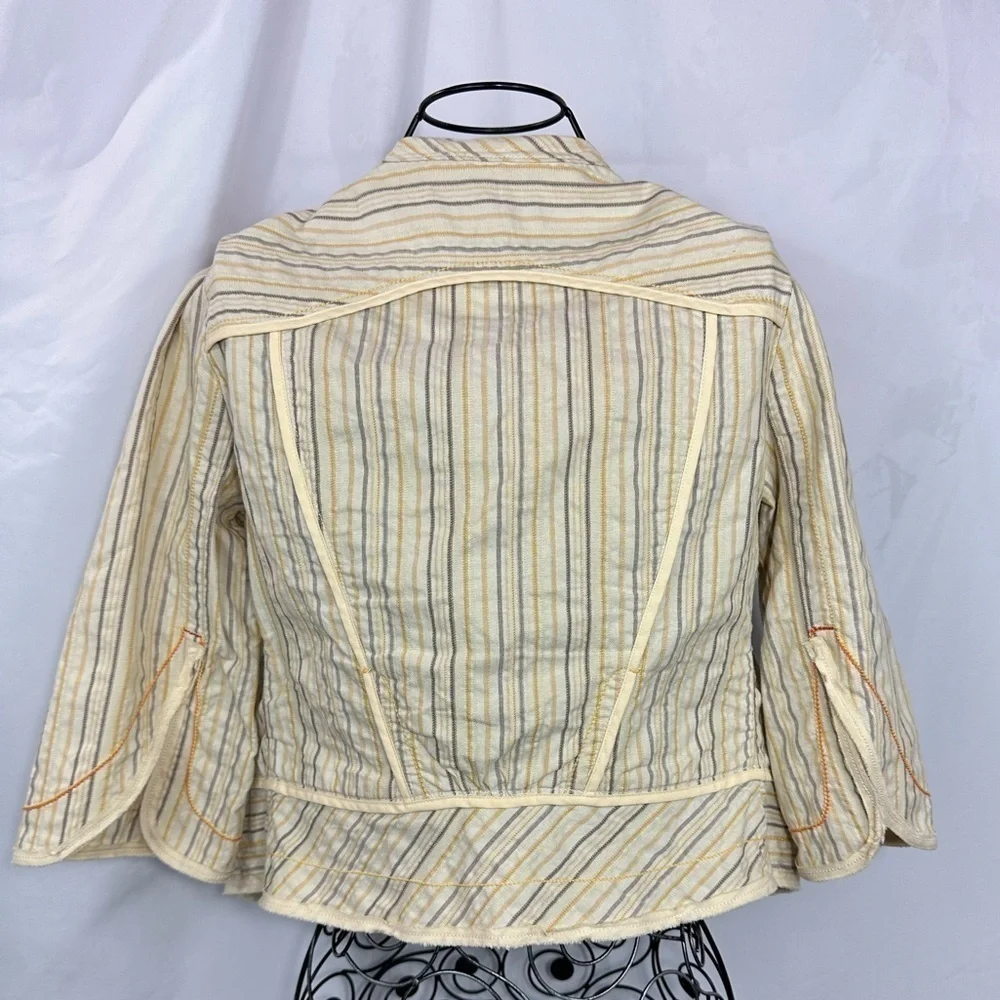 Free People striped 3/4 sleeve jacket size 6 - Picture 8 of 8